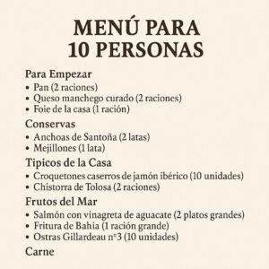 Menú para 10 personas